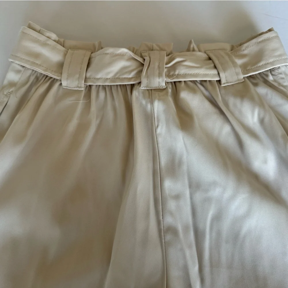 Max Studio  Shorts, S, Cream, zip front, belted with sash NWT - Picture 8 of 12